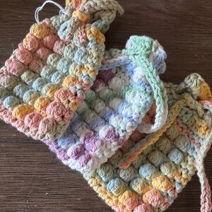Handmade Crochet cotton soap savers with scrubbing knobs